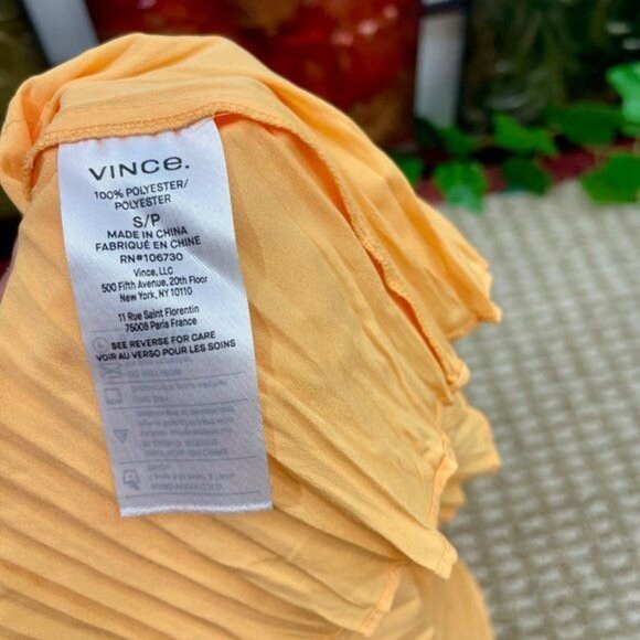 New  Vince Crushed Double V-Neck Tank in Light Tangerine Size S - Picture 8 of 10